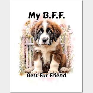 Dog - B.F.F. St. Bernard puppy Posters and Art